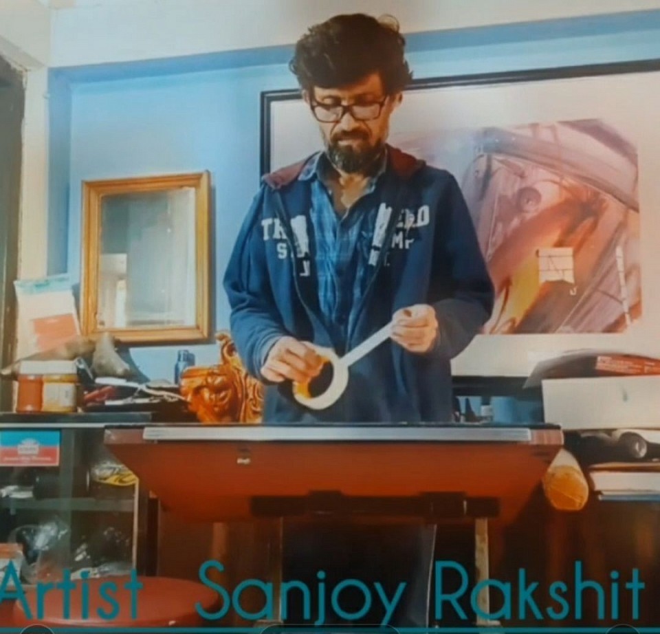 Artist Working in his own studio.