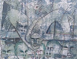 Title:- Fight for win. ( Dumbed in Crowd Series.), Mix media on paper. Size:- 27.5X35Cm. Creation year:- 2023.