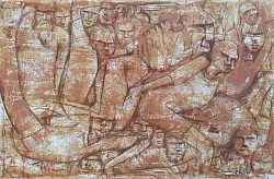 Title:- Journey towords the Destiny. ( Dumbed in Crowd Series.), Mix media on paper. Size:- 30.5X46Cm. Creation year:- 2023.
