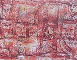 Title:- Sleeping with my Dream. ( Dumbed in Crowd Series.), Mix media on paper. Size:- 27.5X35Cm. Creation year:- 2023.