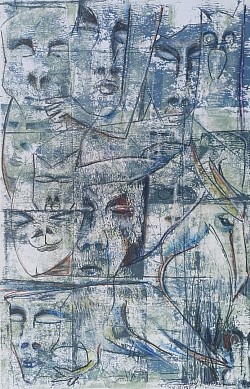 Title:- Variability of sense.. ( Dumbed in Crowd Series.), Mix media on paper. Size:- 30.5X46Cm. Creation year:- 2023.