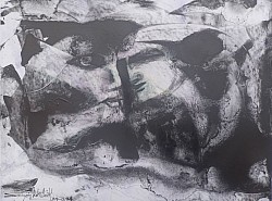 Title:- couple. ( Dark series.) Mixed media on paper. Size:- 27.5X35Cm. Creation year 2024.